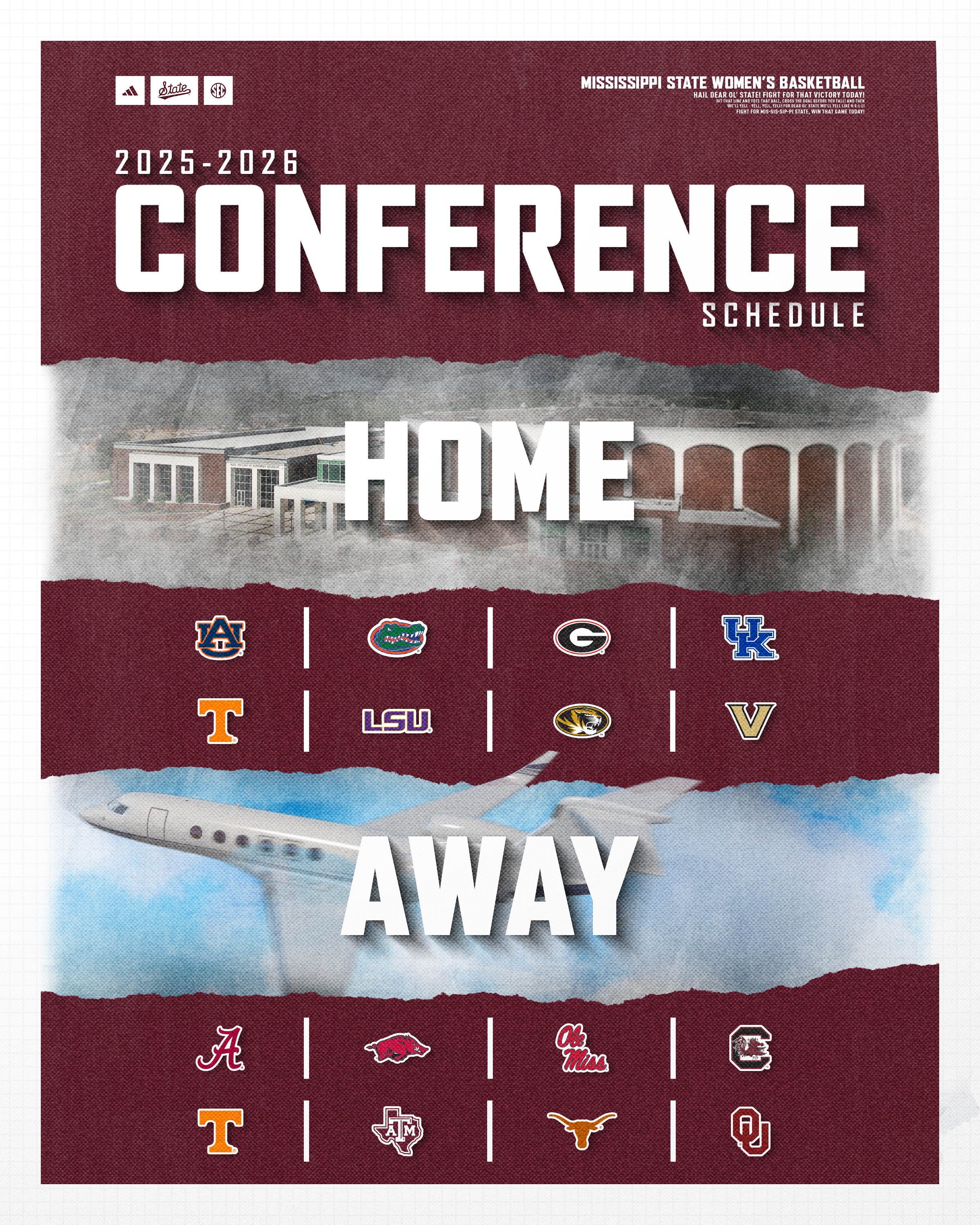 Home and away SEC schedule graphic design