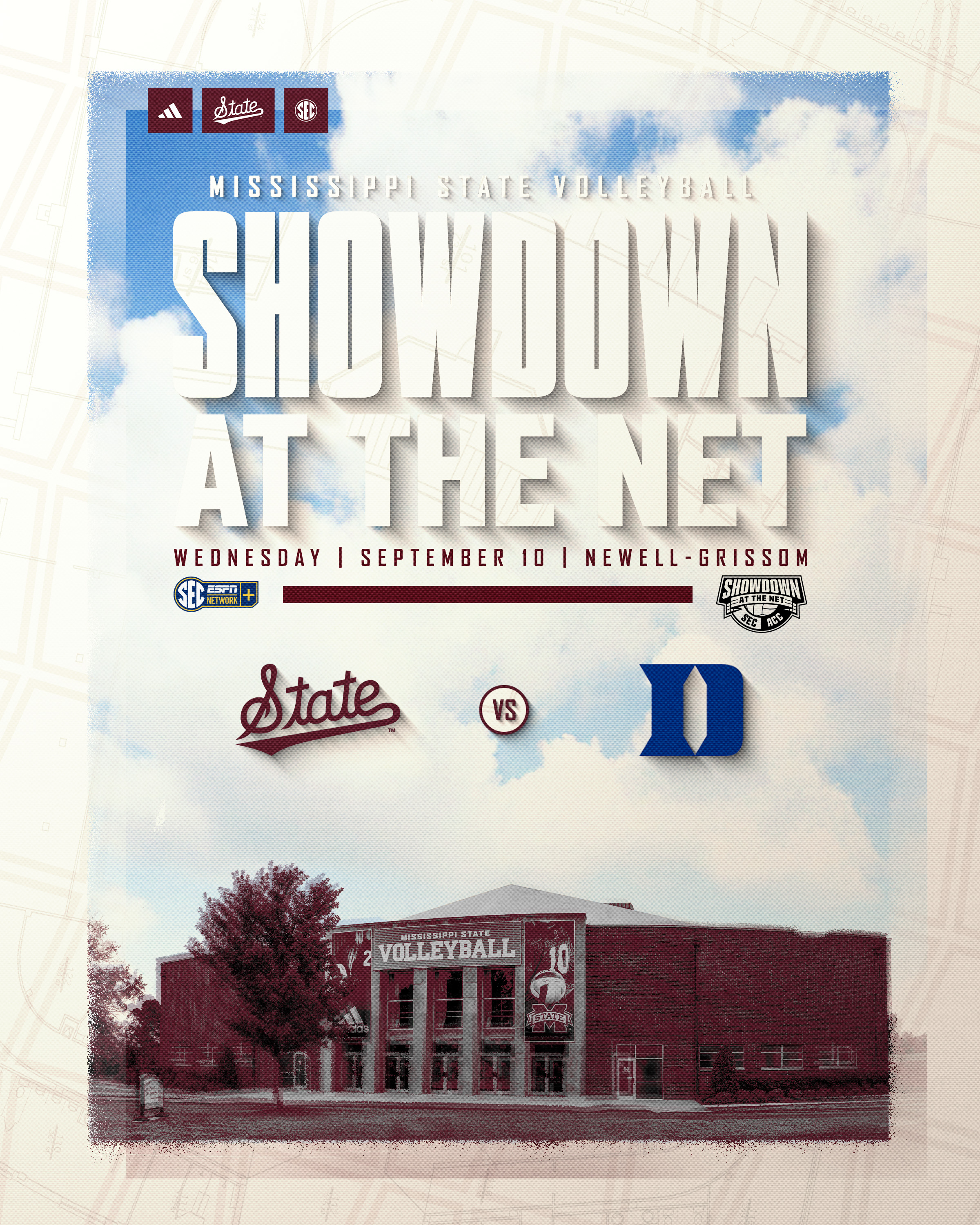 Showdown at the Net volleyball graphic design